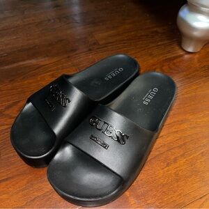 Guess Black Platform Slides